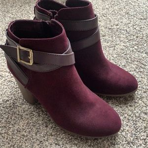 Material Girl burgundy booties